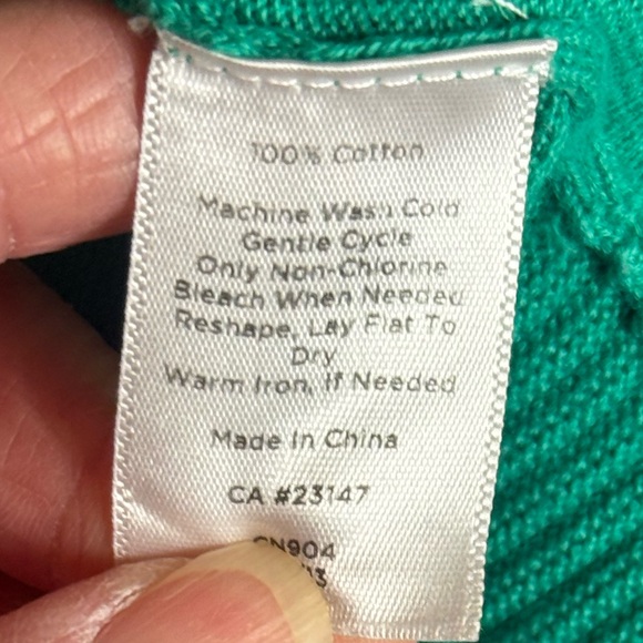Talbots Kelly Green Open Front Cotton Cardigan Sweater Ladies Large Petite - Picture 6 of 10